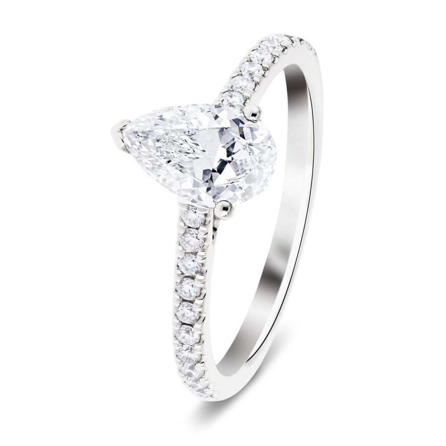 Lucy Lab Diamond Pear Engagement Ring 2.30ct D/VVS 18k White Gold - After Diamonds