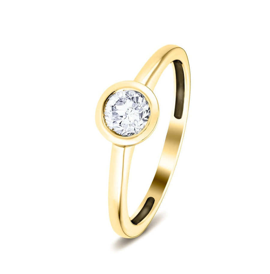 Maya Lab Diamond Bezel Solitaire Engagement Ring 0.50ct D/VVS 18k Yellow Gold - After Diamonds