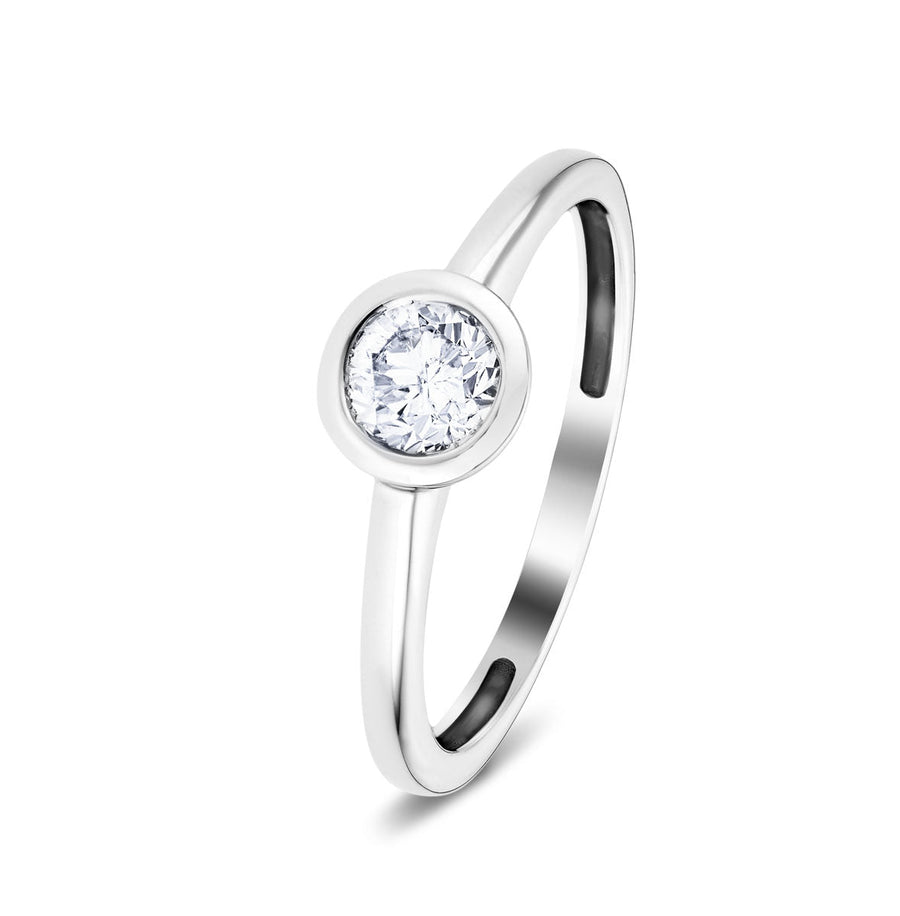 Maya Lab Diamond Bezel Solitaire Engagement Ring 0.70ct D/VVS 18k White Gold - After Diamonds