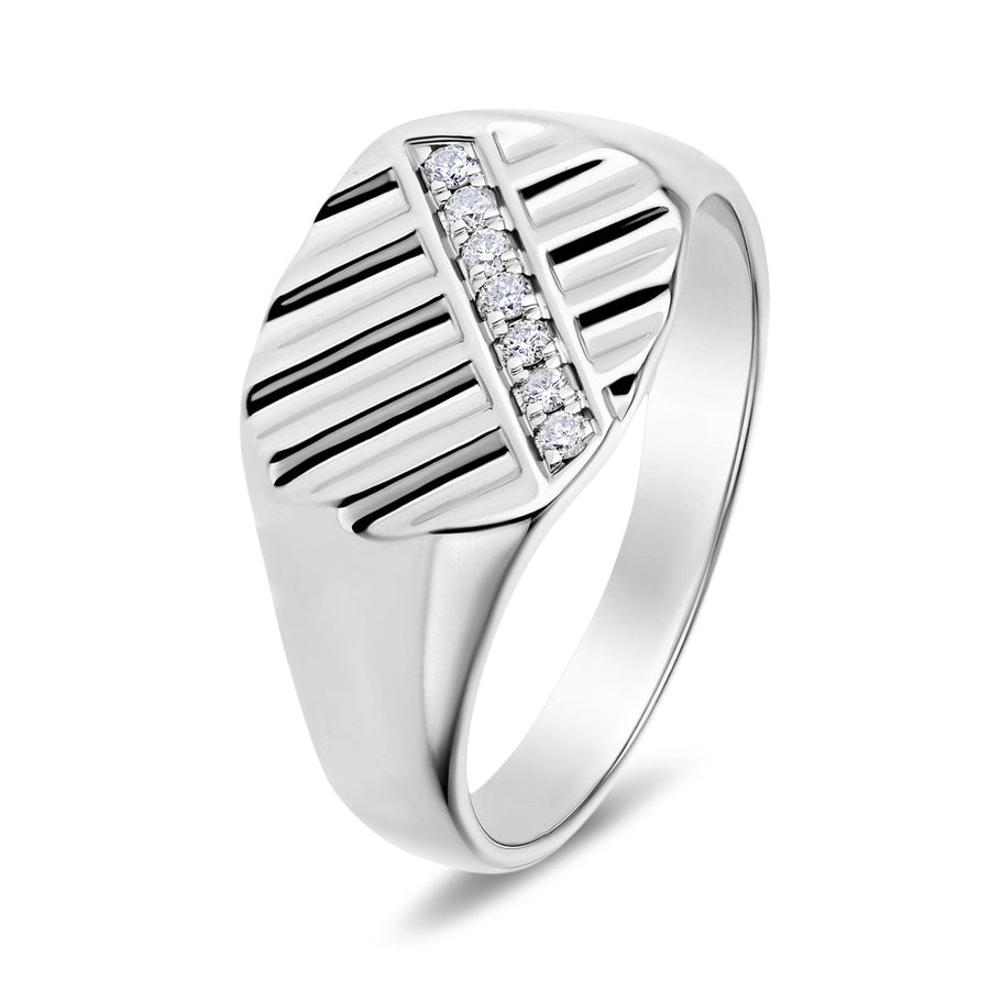 Mens Lab Diamond Signer Ring 0.10ct G/VS in 925 Silver - After Diamonds