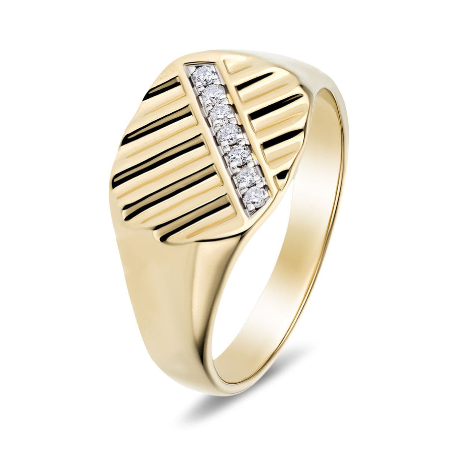 Mens Lab Diamond Signer Ring 0.10ct G/VS in 9k Yellow Gold - After Diamonds