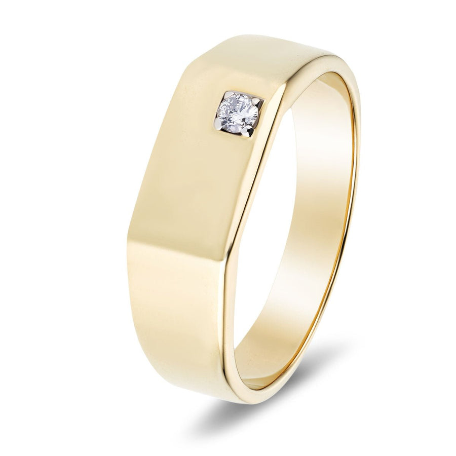 Mens Single Lab Diamond Signet Ring 0.06ct G/VS in 9k Yellow Gold - After Diamonds