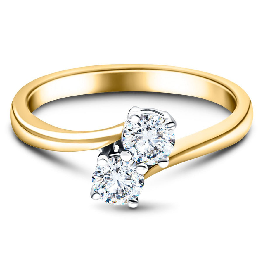 Milly Two Stone Lab Diamond Engagement Ring 1.00ct G/VS in 18k Yellow Gold - After Diamonds