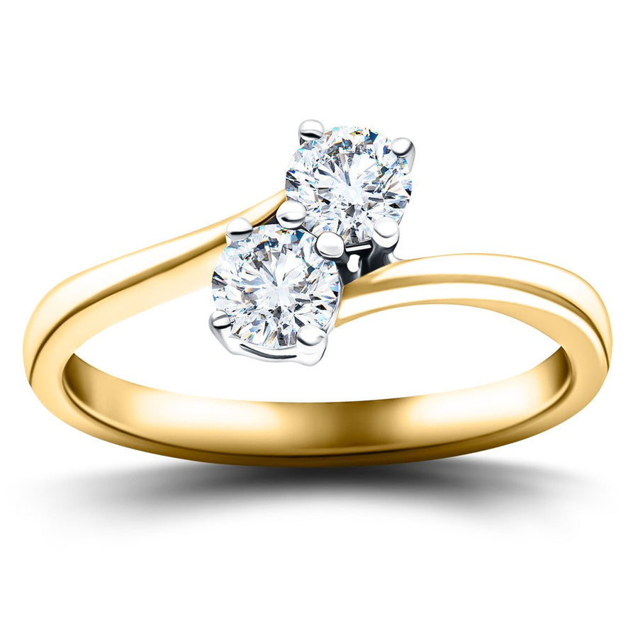 Milly Two Stone Lab Diamond Engagement Ring 1.00ct G/VS in 18k Yellow Gold - After Diamonds