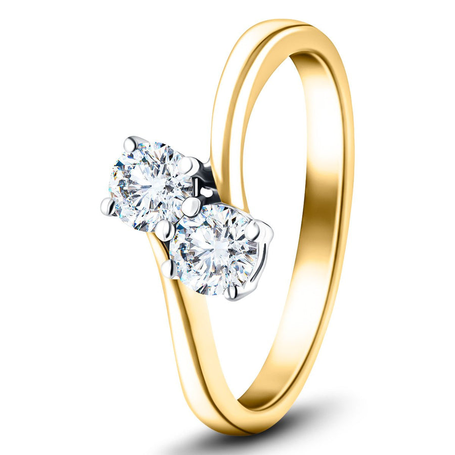 Milly Two Stone Lab Diamond Engagement Ring 1.40ct G/VS in 18k Yellow Gold - After Diamonds