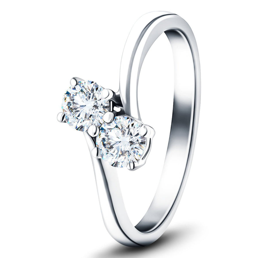 Milly Two Stone Lab Diamond Engagement Ring 2.00ct G/VS in Platinum - After Diamonds