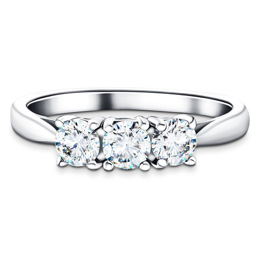 Molly Three Stone Lab Diamond Engagement Ring 1.50ct D/VVS in 18k White Gold - After Diamonds
