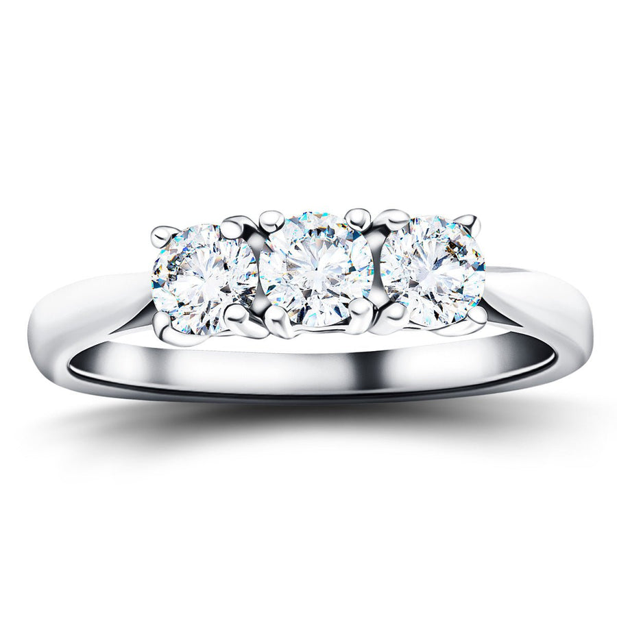 Molly Three Stone Lab Diamond Engagement Ring 1.50ct D/VVS in 18k White Gold - After Diamonds