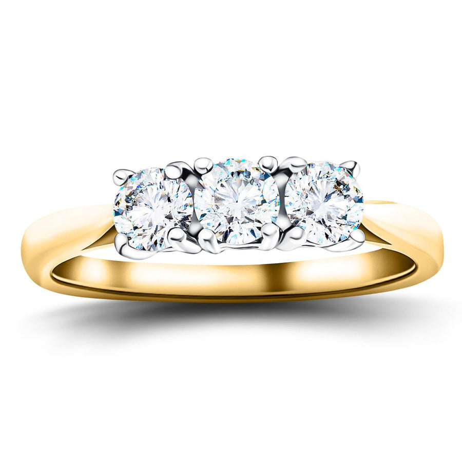 Molly Three Stone Lab Diamond Engagement Ring 1.50ct D/VVS in 18k Yellow Gold - After Diamonds