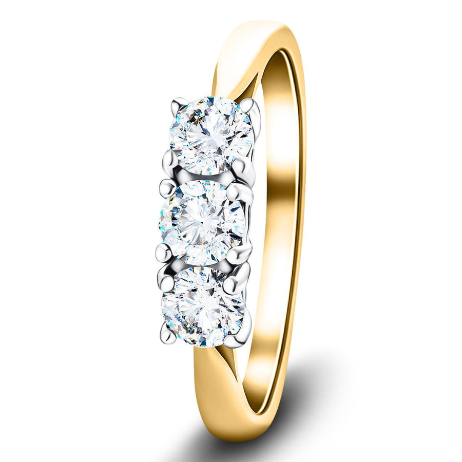 Molly Three Stone Lab Diamond Engagement Ring 1.50ct D/VVS in 18k Yellow Gold - After Diamonds