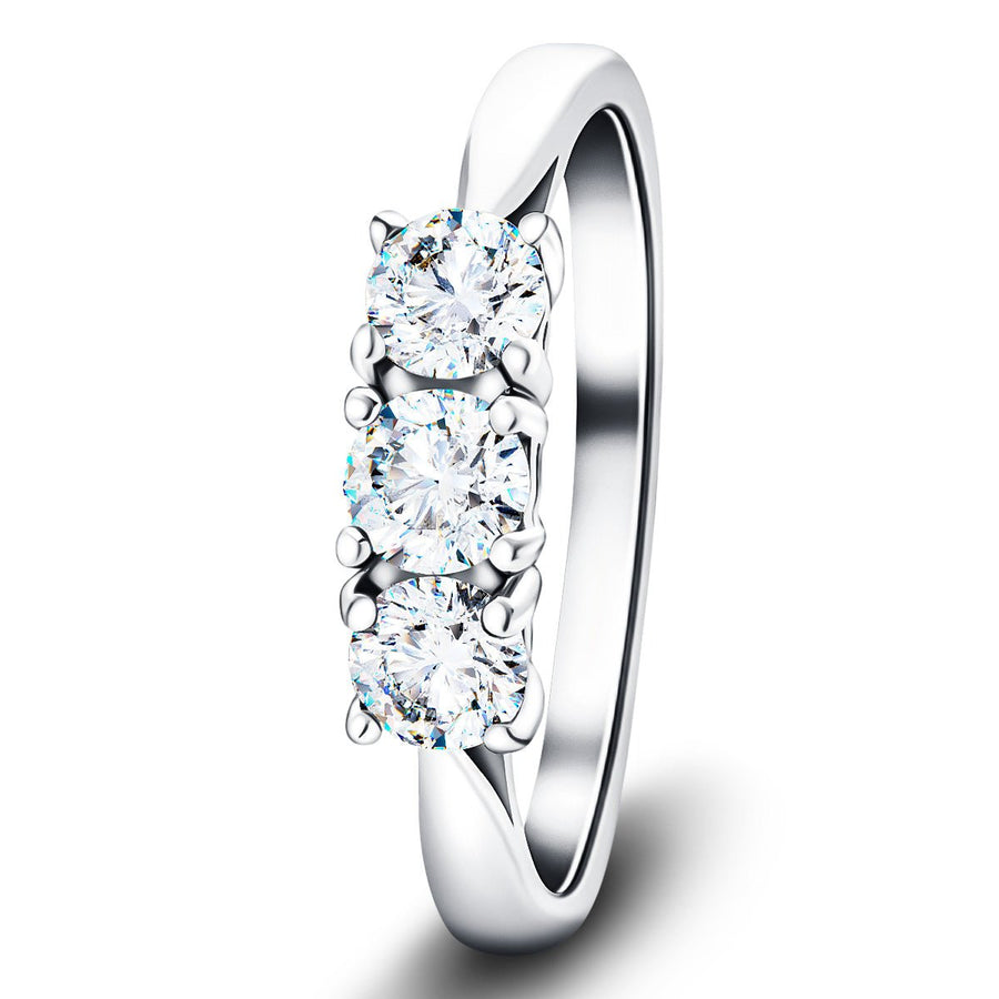 Molly Three Stone Lab Diamond Engagement Ring 1.50ct D/VVS in 9k White Gold - After Diamonds