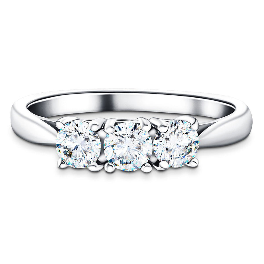 Molly Three Stone Lab Diamond Engagement Ring 1.50ct D/VVS in 9k White Gold - After Diamonds