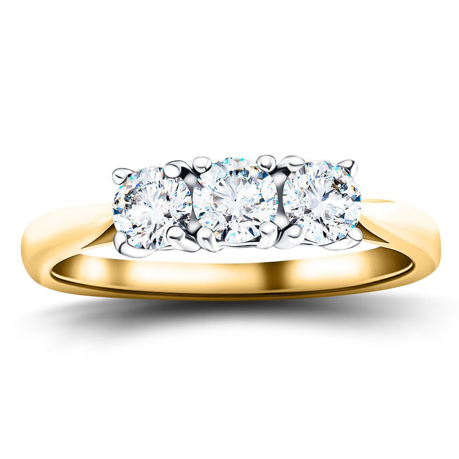Molly Three Stone Lab Diamond Engagement Ring 2.10ct D/VVS in 18k Yellow Gold - After Diamonds