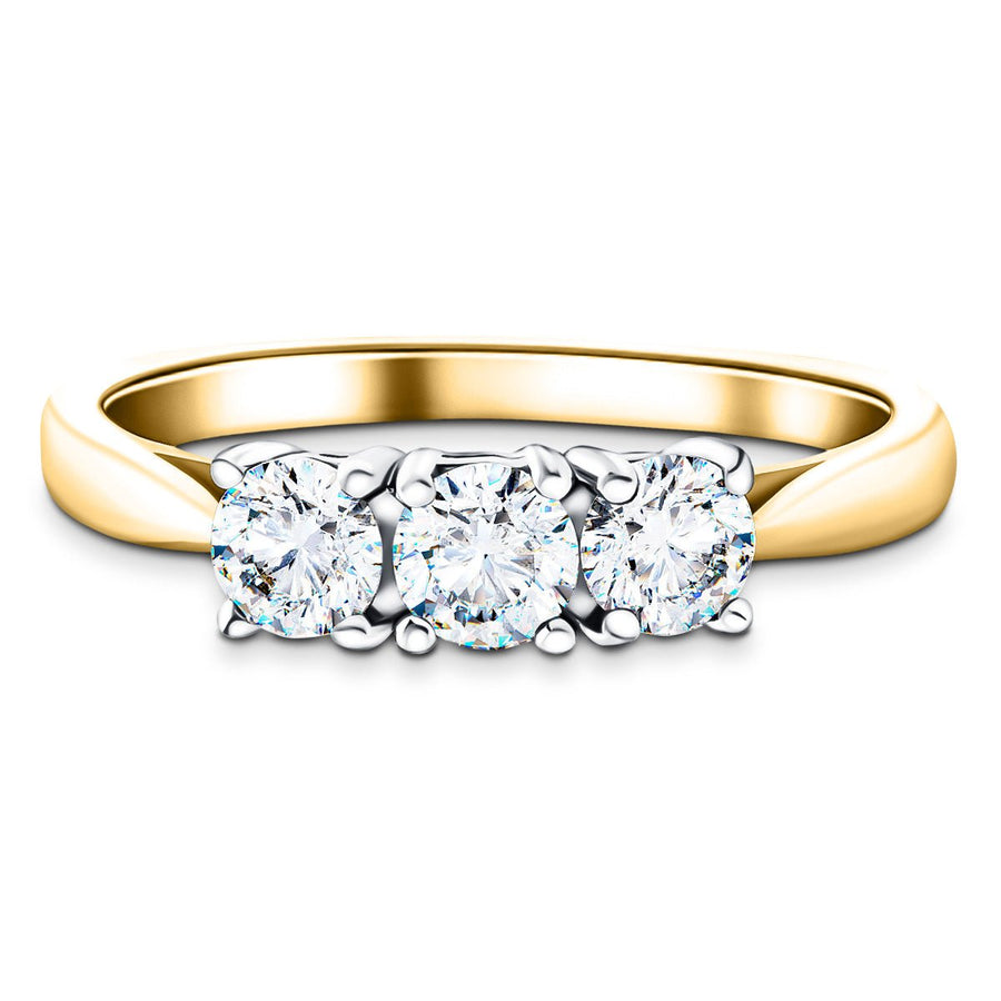 Molly Three Stone Lab Diamond Engagement Ring 2.10ct D/VVS in 18k Yellow Gold - After Diamonds