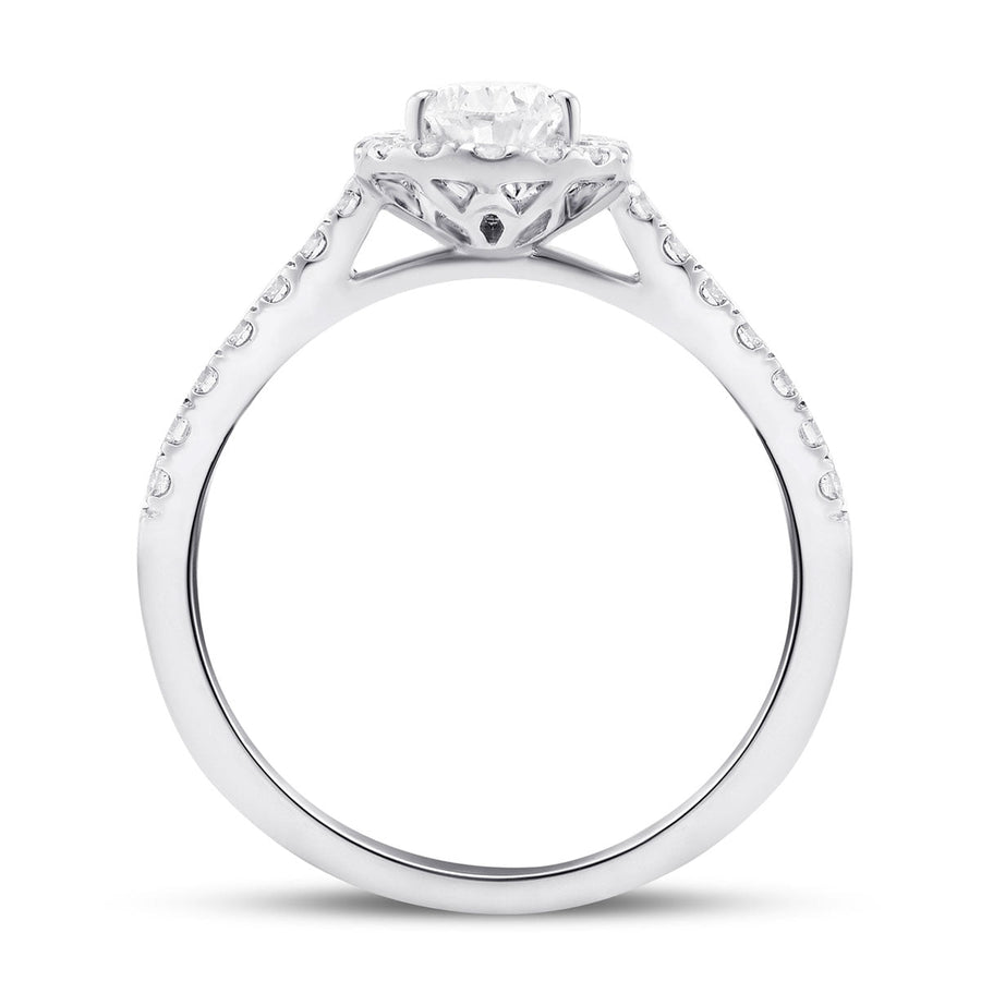 Nancy Lab Diamond Halo Pear Engagement Ring 0.85ct D/VVS in 9k White Gold - After Diamonds