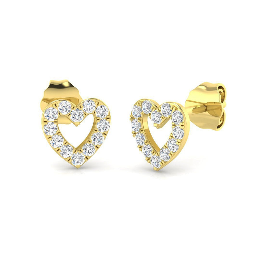 Open Heart Lab Diamond Earrings 0.25ct G/VS in 9k Yellow Gold - After Diamonds