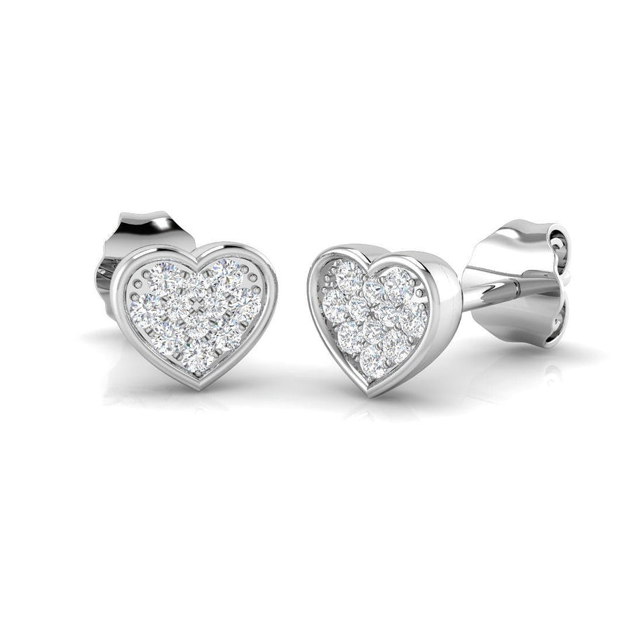 Pave Heart Lab Diamond Earrings 0.10ct G/VS in 925 Silver - After Diamonds