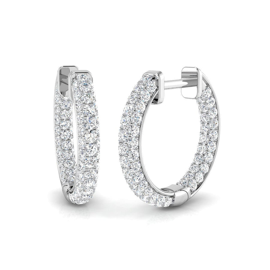 Pave Set Lab Diamond Hoop Earrings 1.00ct G/VS in 925 Silver - After Diamonds