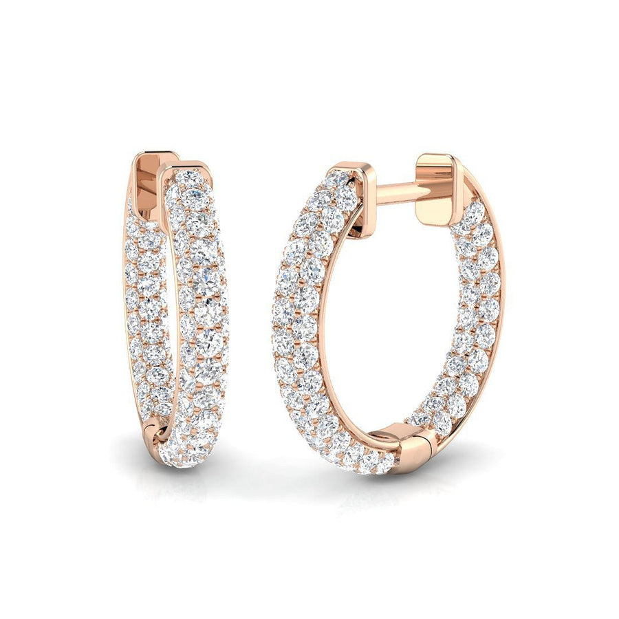 Pave Set Lab Diamond Hoop Earrings 1.00ct G/VS in 9k Rose Gold - After Diamonds