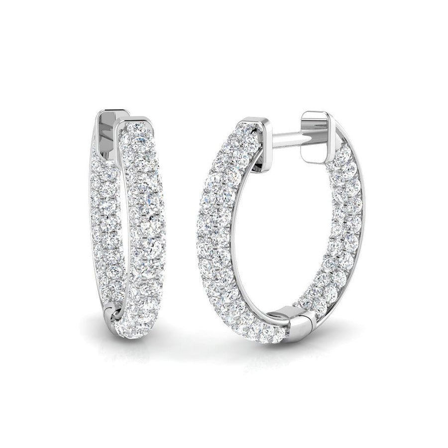 Pave Set Lab Diamond Hoop Earrings 1.00ct G/VS in 9k White Gold - After Diamonds