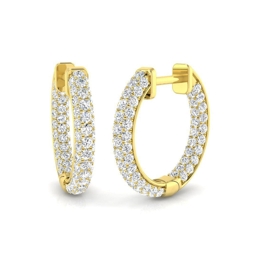 Pave Set Lab Diamond Hoop Earrings 1.00ct G/VS in 9k Yellow Gold - After Diamonds