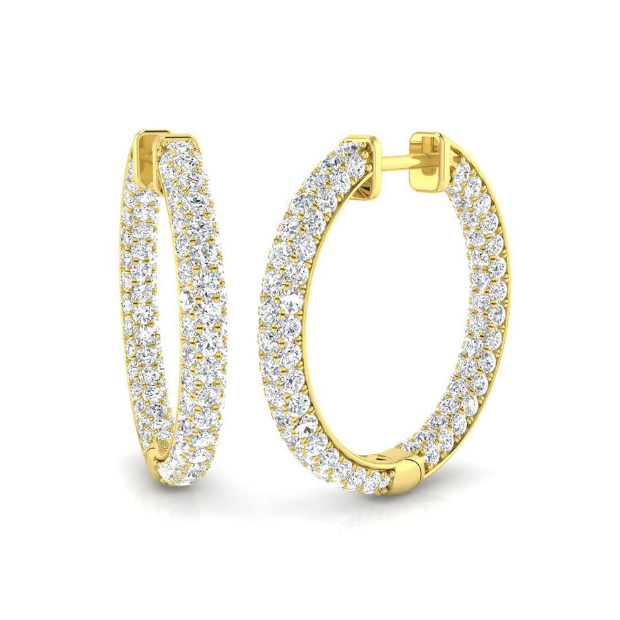 Pave Set Lab Diamond Hoop Earrings 3.00ct G/VS in 9k Yellow Gold - After Diamonds