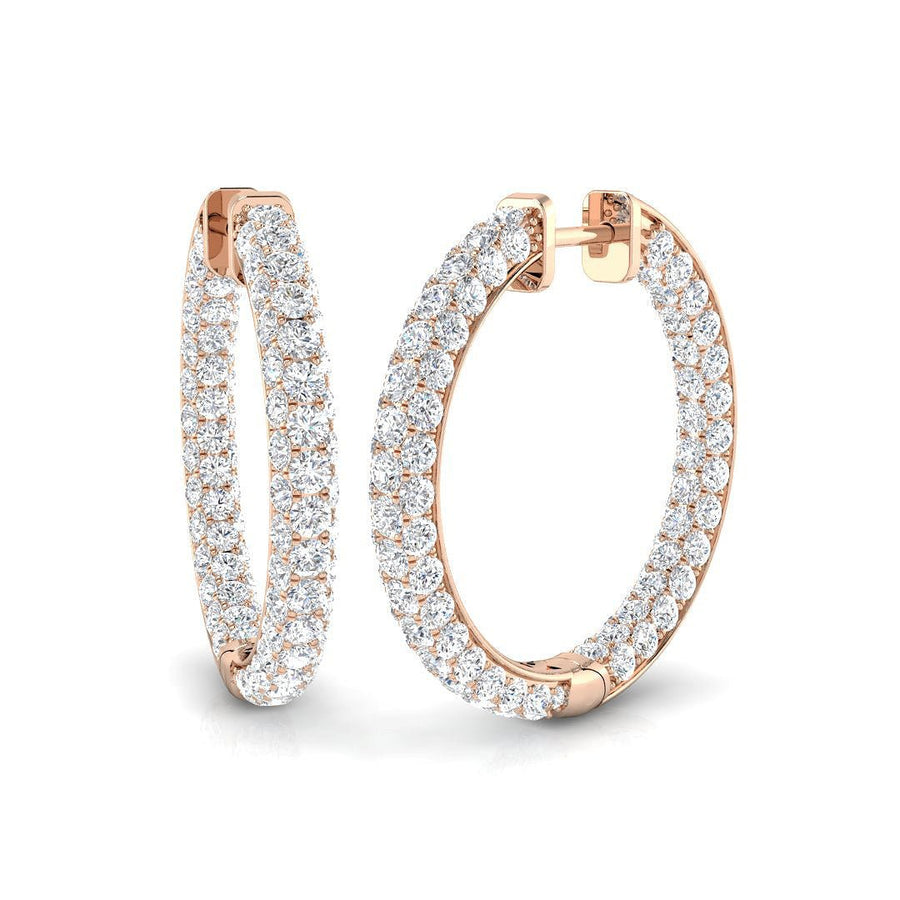 Pave Set Lab Diamond Hoop Earrings 5.00ct G/VS in 9k Rose Gold - After Diamonds