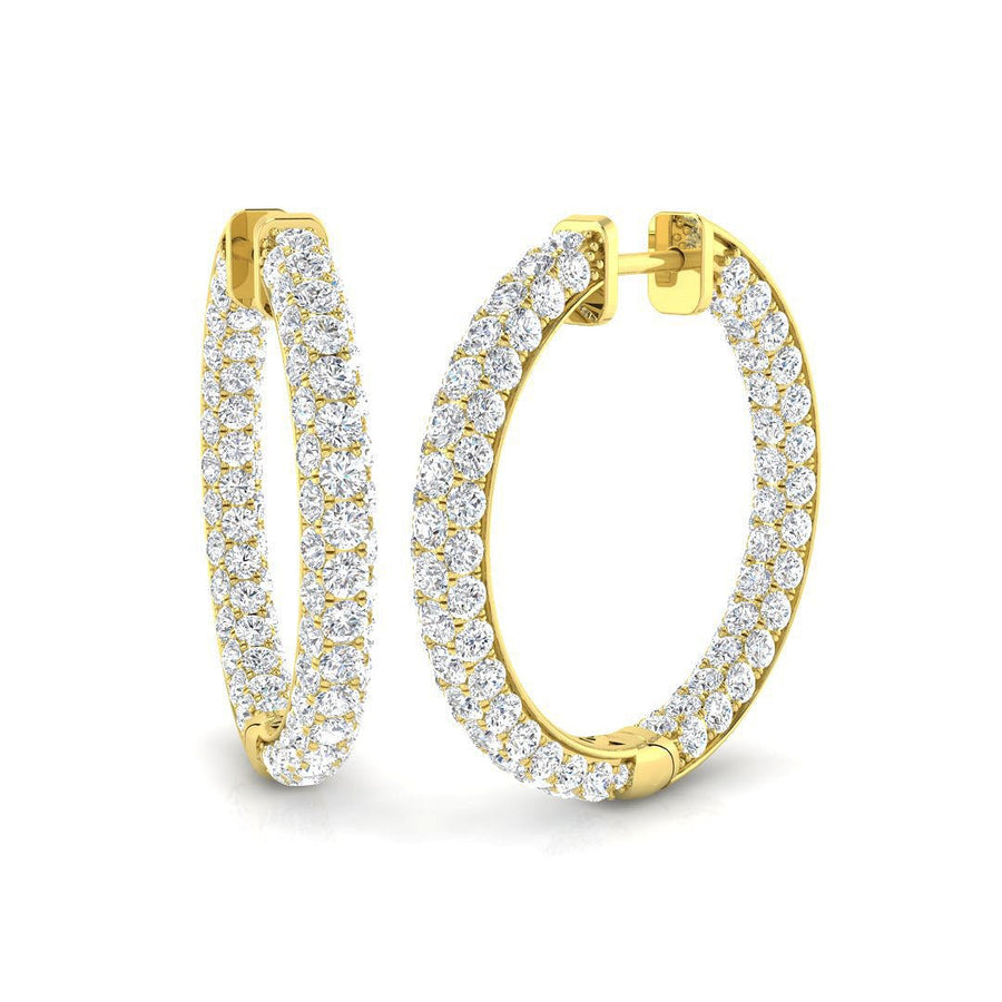 Pave Set Lab Diamond Hoop Earrings 5.00ct G/VS in 9k Yellow Gold - After Diamonds