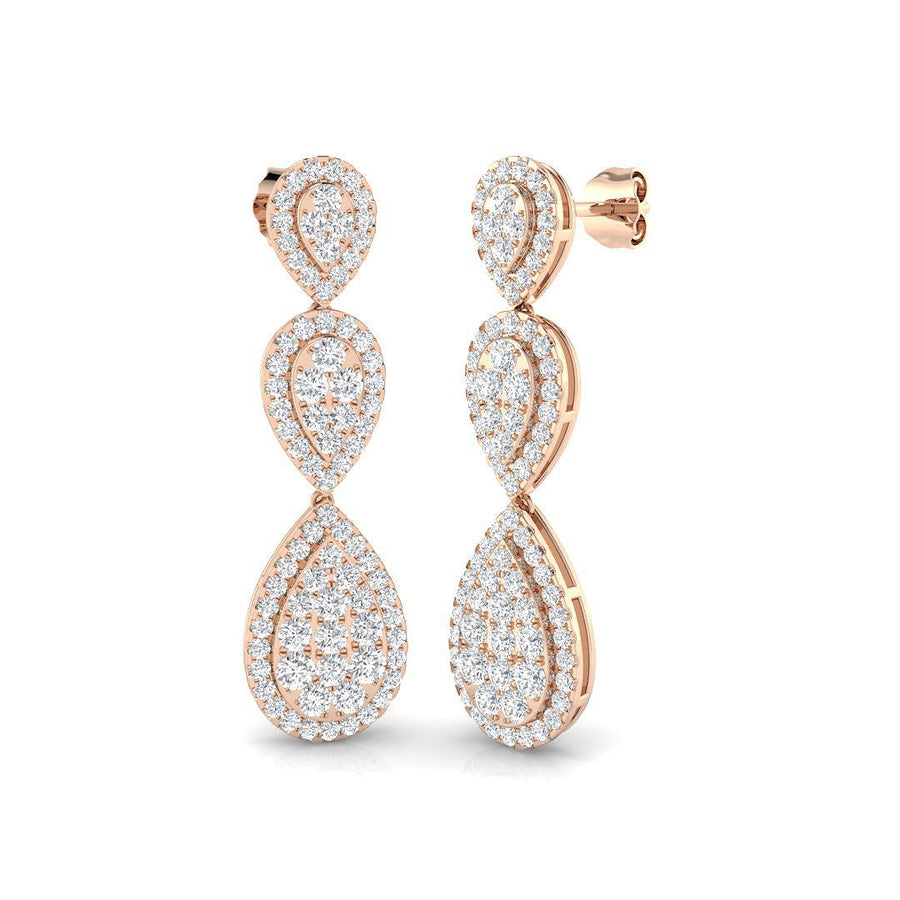 Pear Drop Lab Diamond Earrings 2ct G/VS in 9k Rose Gold - After Diamonds