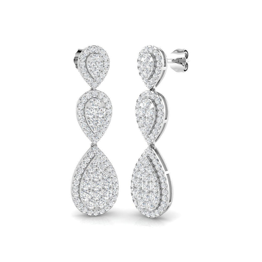 Pear Drop Lab Diamond Earrings 2ct G/VS in 9k White Gold - After Diamonds