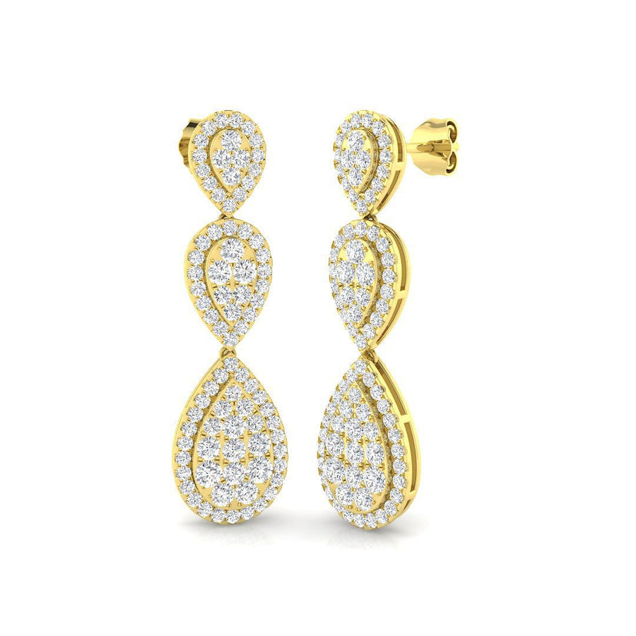 Pear Drop Lab Diamond Earrings 2ct G/VS in 9k Yellow Gold - After Diamonds