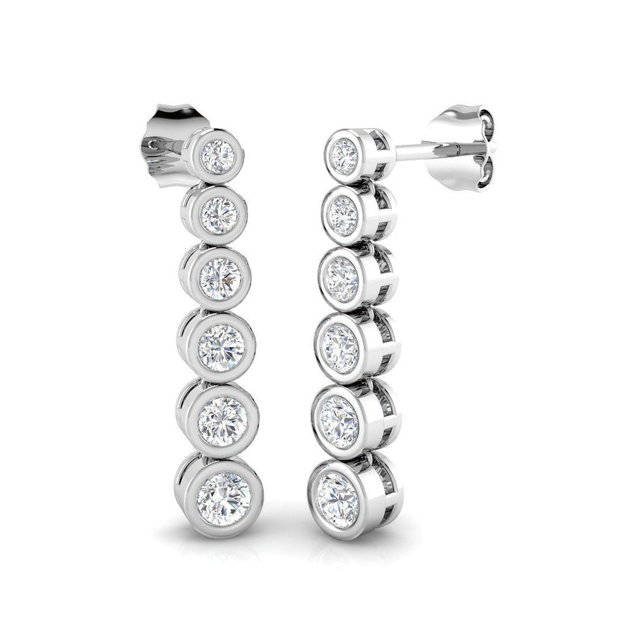 Rub Over Drop Earrings 1.00ct G/VS Lab Diamonds in 925 Silver - After Diamonds