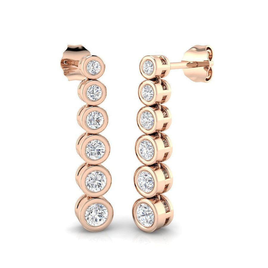 Rub Over Drop Earrings 1.00ct G/VS Lab Diamonds in 9k Rose Gold - After Diamonds