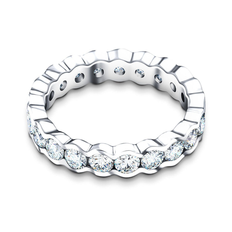 Semi Bezel 1.00ct Lab Diamond Full Eternity Ring G/VS in 9k White Gold - After Diamonds