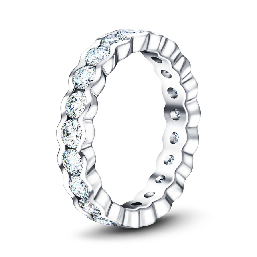 Semi Bezel 1.00ct Lab Diamond Full Eternity Ring G/VS in 9k White Gold - After Diamonds