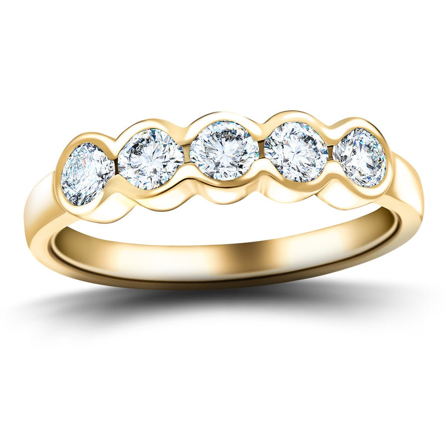 Semi Bezel Five Stone Lab Diamond Ring 0.75ct G/VS in 18k Yellow Gold - After Diamonds