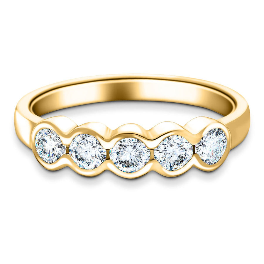 Semi Bezel Five Stone Lab Diamond Ring 0.75ct G/VS in 18k Yellow Gold - After Diamonds