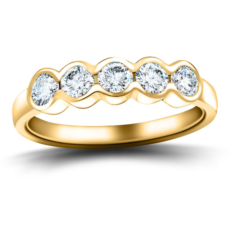 Semi Bezel Five Stone Lab Diamond Ring 1.35ct G/VS in 9k Yellow Gold - After Diamonds