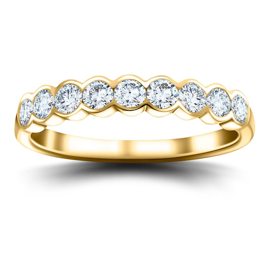 Semi Bezel Nine Stone Lab Diamond Ring 0.60ct G/VS in 9k Yellow Gold - After Diamonds