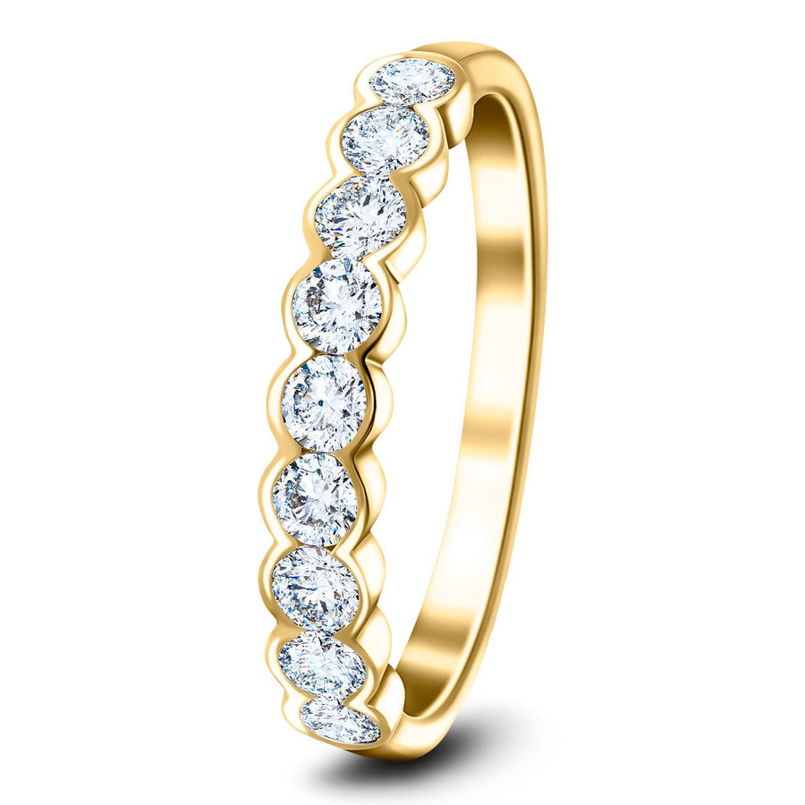 Semi Bezel Nine Stone Lab Diamond Ring 0.60ct G/VS in 9k Yellow Gold - After Diamonds