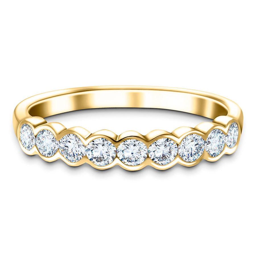 Semi Bezel Nine Stone Lab Diamond Ring 0.60ct G/VS in 9k Yellow Gold - After Diamonds