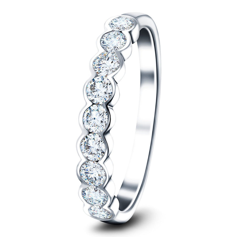 Semi Bezel Nine Stone Lab Diamond Ring 0.60ct G/VS in Platinum - After Diamonds