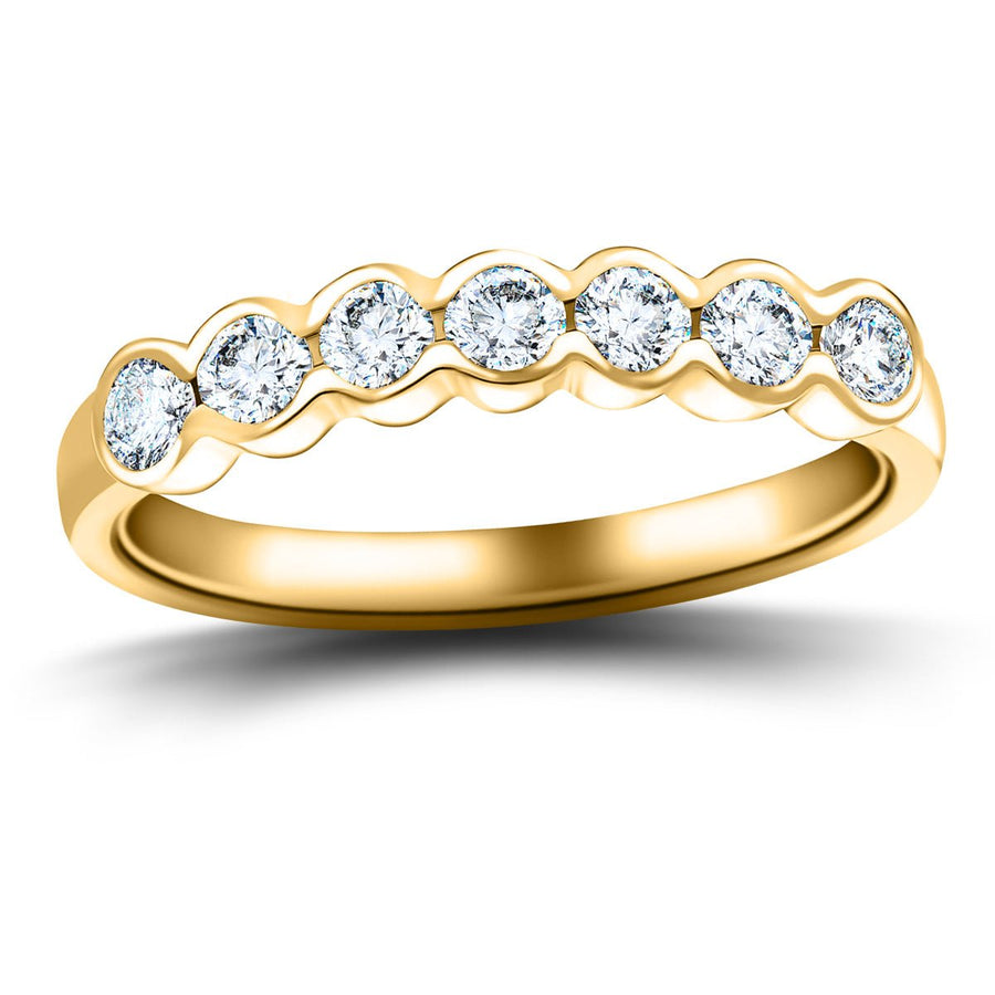 Semi Bezel Seven Stone Lab Diamond Ring 0.75ct G/VS in 18k Yellow Gold - After Diamonds