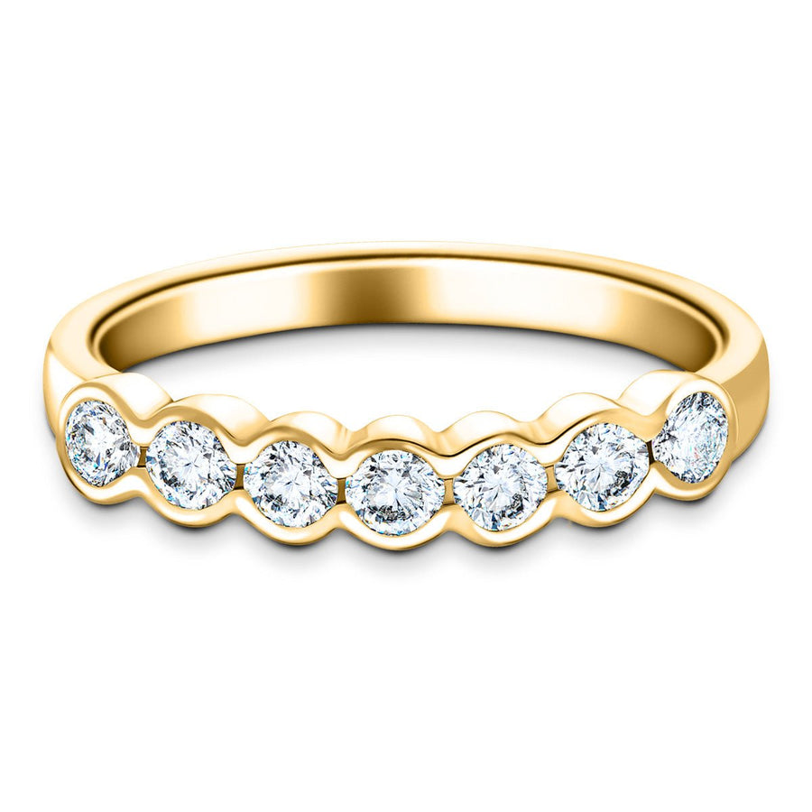 Semi Bezel Seven Stone Lab Diamond Ring 0.75ct G/VS in 18k Yellow Gold - After Diamonds