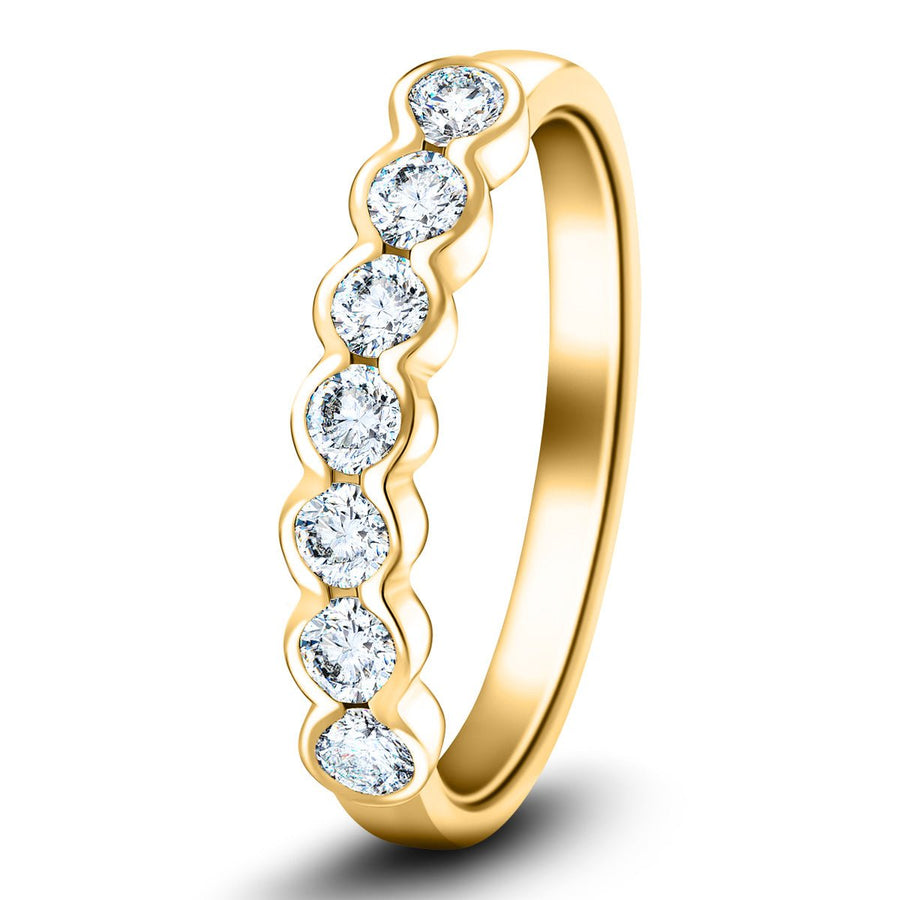 Semi Bezel Seven Stone Lab Diamond Ring 0.75ct G/VS in 18k Yellow Gold - After Diamonds