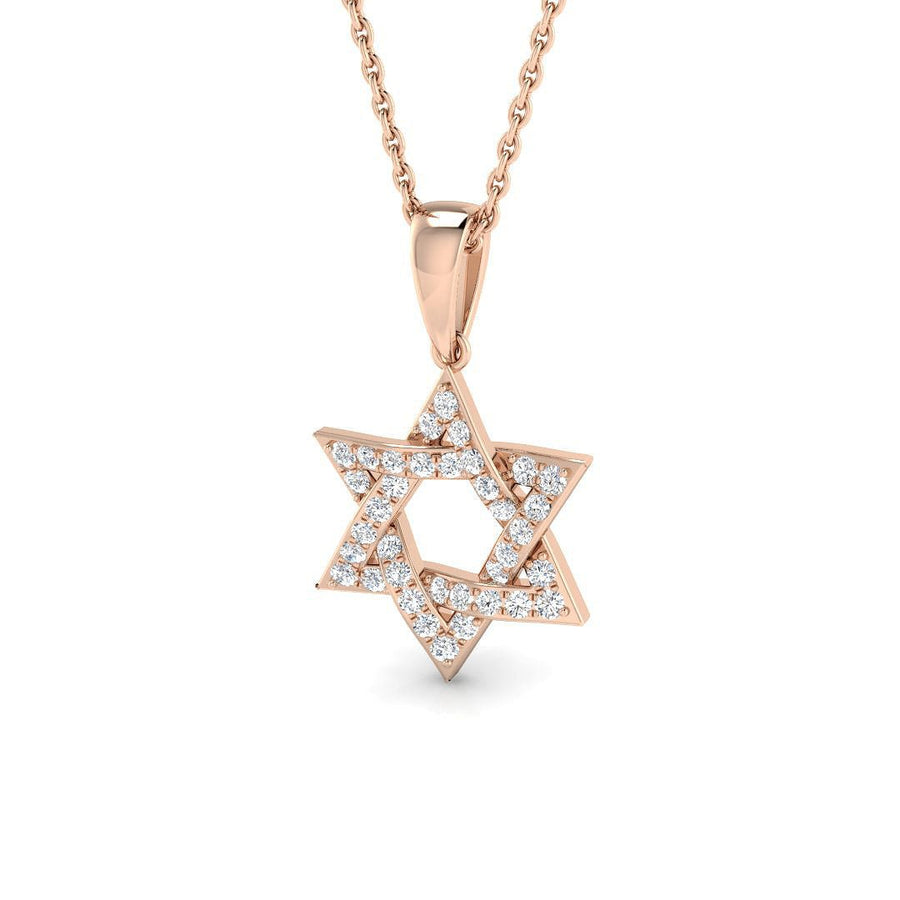 Star of David Lab Diamond Necklace Pendant 0.25ct in 9k Rose Gold - After Diamonds