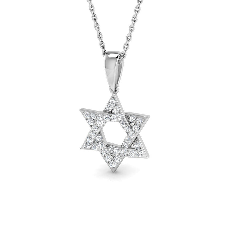 Star of David Lab Diamond Necklace Pendant 0.25ct in 9k White Gold - After Diamonds