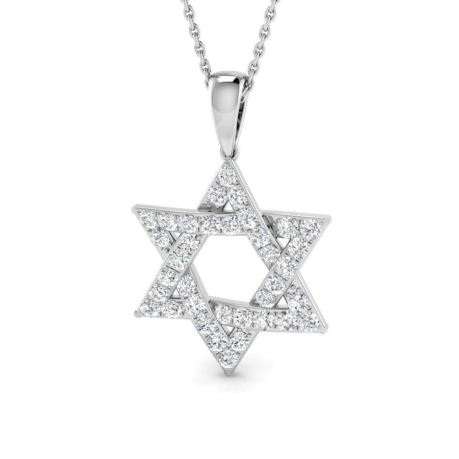 Star of David Lab Diamond Necklace Pendant 1.00ct in 925 Silver - After Diamonds