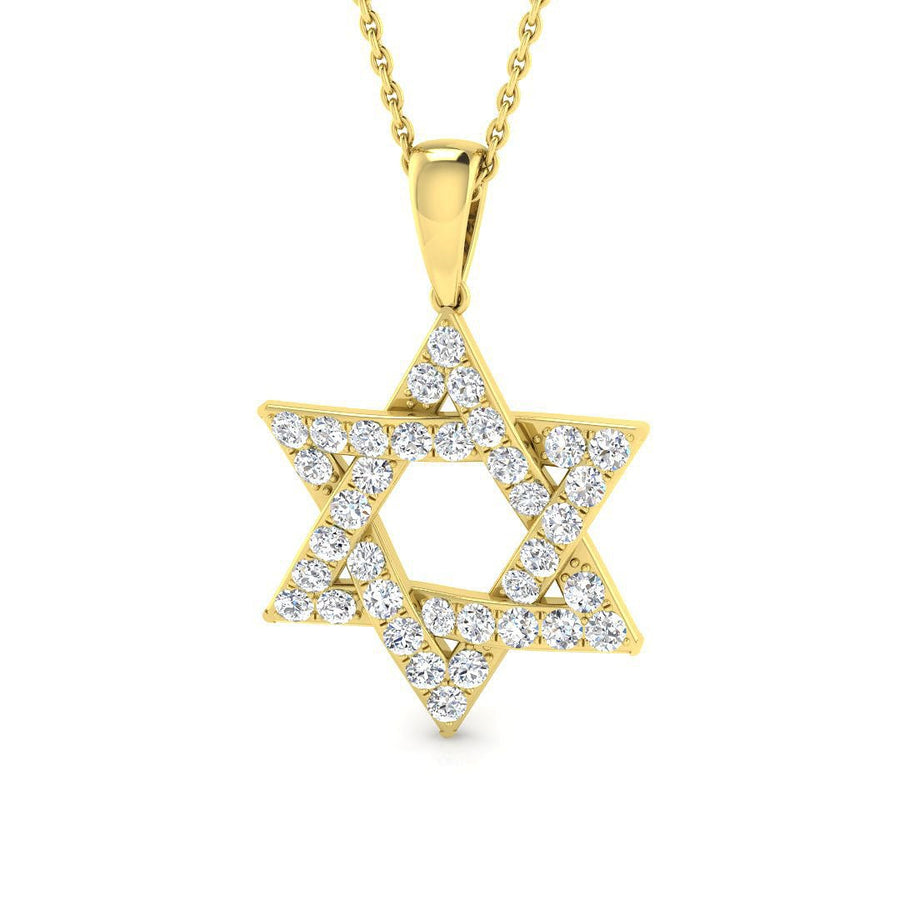 Star of David Lab Diamond Necklace Pendant 1.00ct in 9k Yellow Gold - After Diamonds