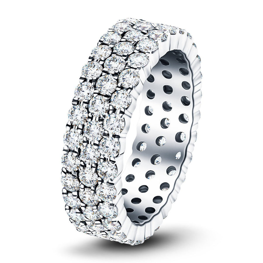 Three Row Lab Diamond Full Eternity Ring 3.00ct G/VS in 18k White Gold - After Diamonds